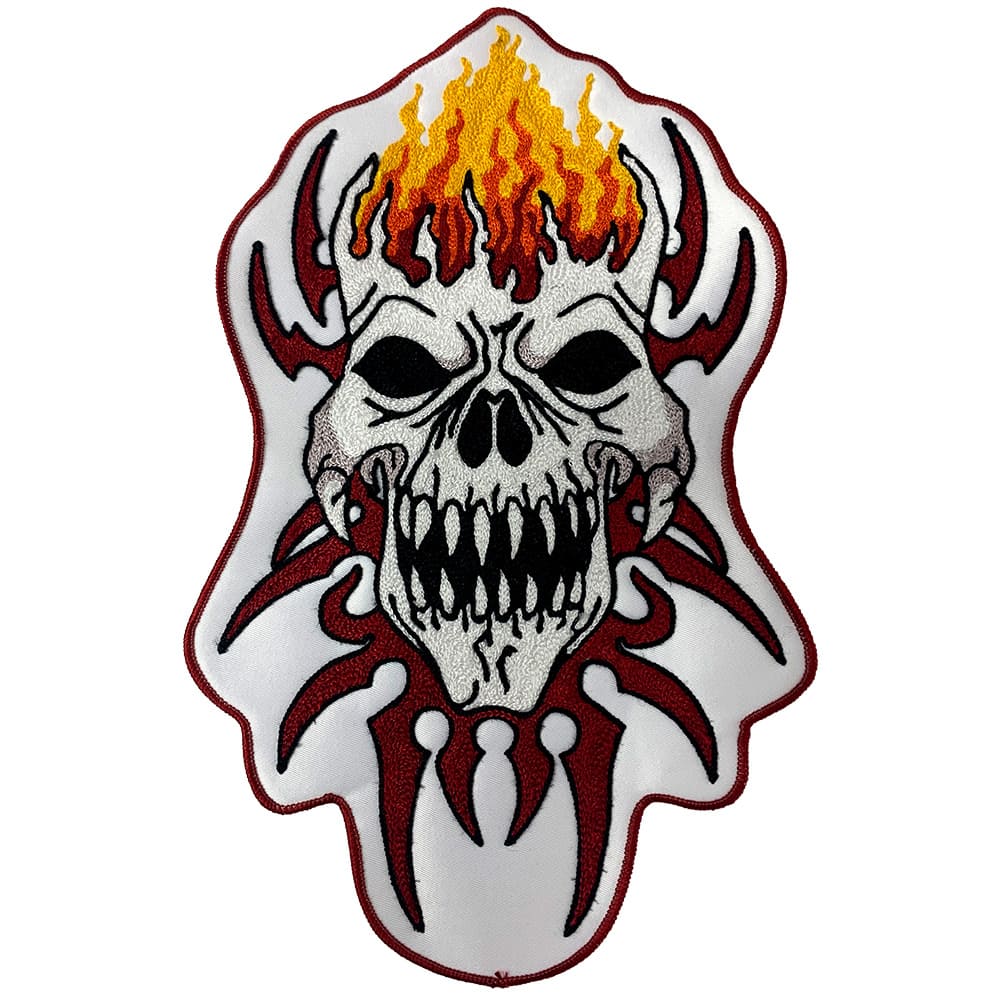 flaming skull multi-colored patch